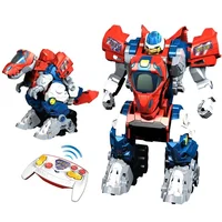 RC Robot Remote Control Dinosaur Toy One-key Deformation with Sound and Llight Music Dinosaur knowledge RC Toy For Children Gift 2