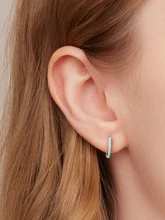  Bamoer 925 Sterling Silver Plated Platinum Double Ring Earrings for Female Versatile Ear Hoop Suitable Vacation & Daily Work 