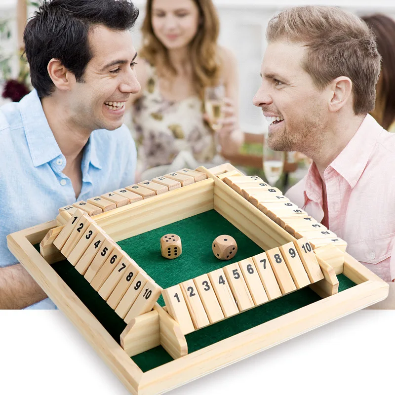 

Deluxe Dice Board Box Game Set 10 Numbers Four Sided Shut Party Club Drinking Games Interesting Family Game