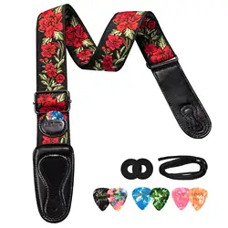 LEKATO Premium Guitar Strap with Picks and Locks (Red)