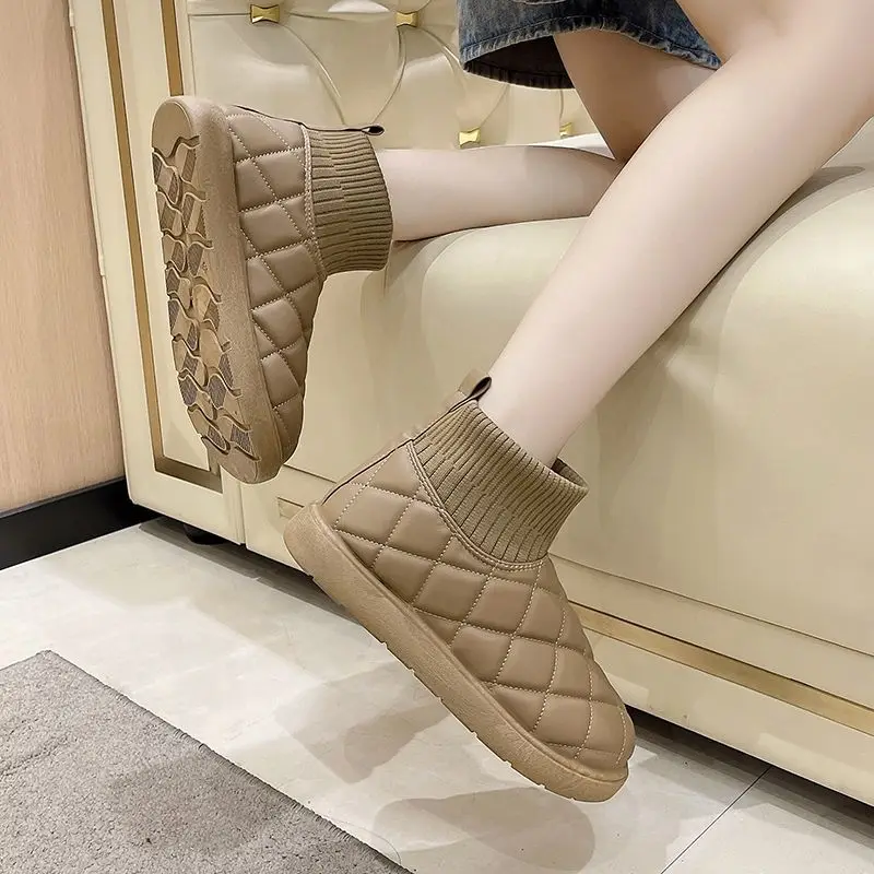 

Snow Boots Female 2023 New Fashion Thick Soled Winter Plus Velvet Padded Outer Wear Non-slip Warm Northeast Cotton Shoes