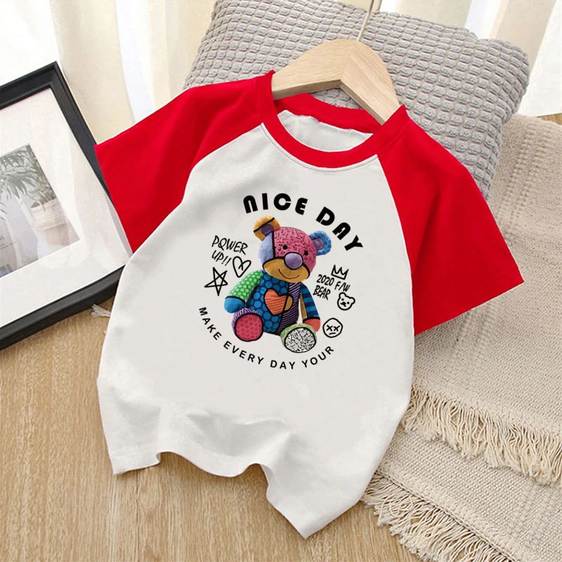 Summer Kids Clothes Streetwear Japan Style Cartoon Print T Shirt Short Sleeve Tops Tees Boys Clothes 100%Cotton Children Tees