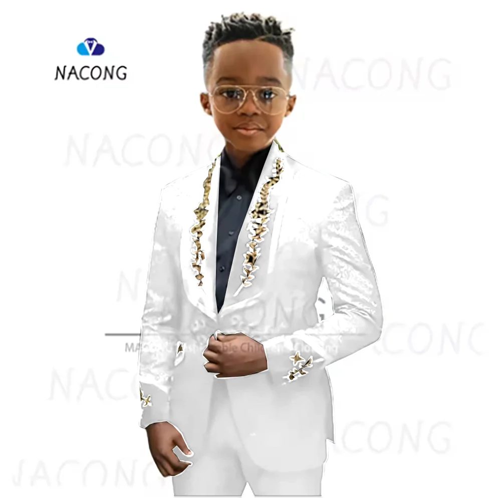 Boys Suit Classic Jacquard Embroidered Tuxedo 2-16 Years Old Weddings Celebrations boys formal suit set