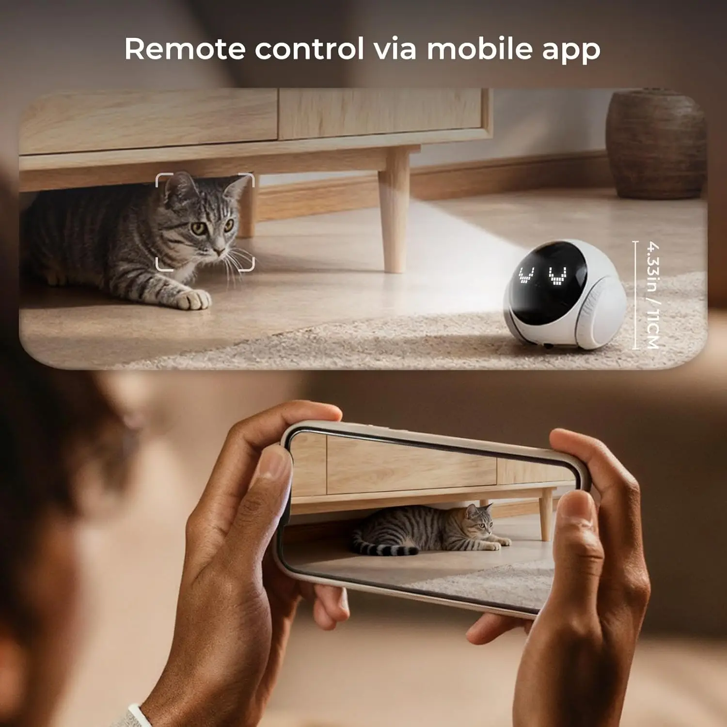 Telecamera robot per animali domestici | Mobile per interni con ricarica automatica, audio bidirezionale, visione notturna, controllo intelligente dell'app, gatti/cani/neonati/anziani - immagine 3