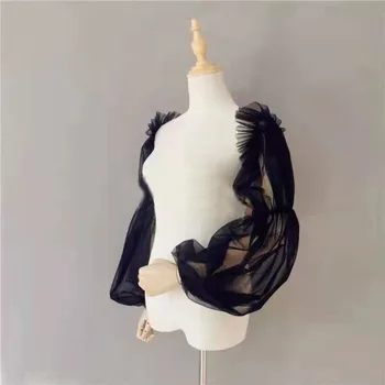 أكمام شبكية جيدة التهوية للنساء ، أكمام أنيقة ورقيقة ، أكمام فانوس ، أكمام عريسية فضفاضة ، بلون واحد ، زوج واحد 3