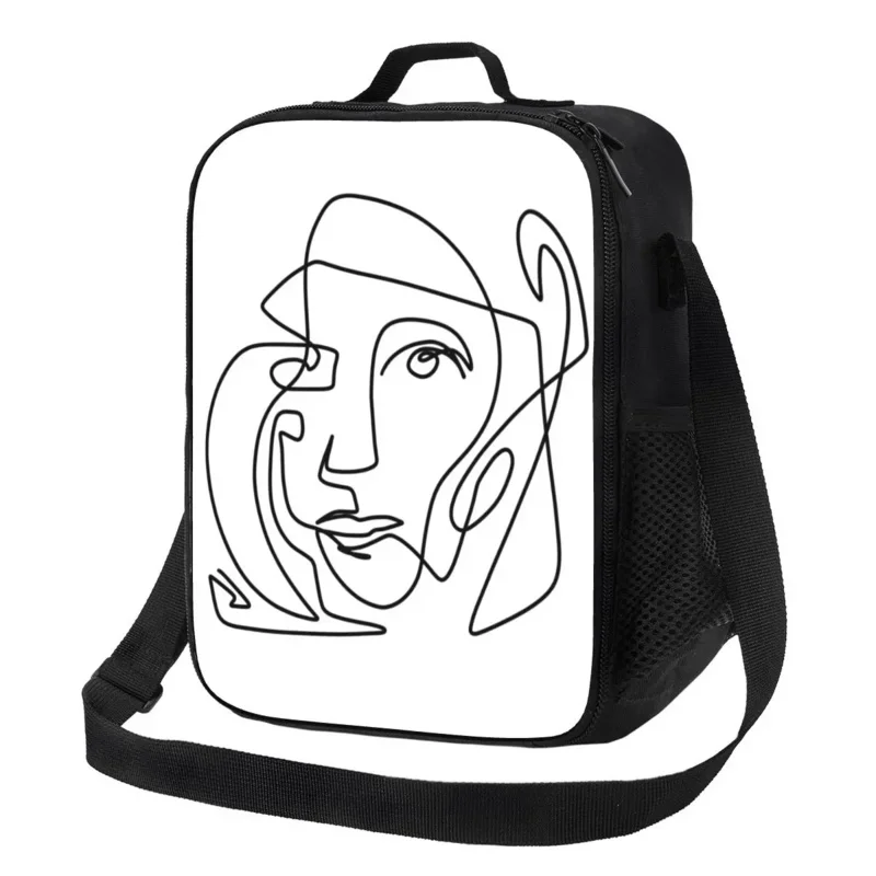 

Custom Pablo Picasso One Line Abstract Art Bag Women Warm Cooler Insulated Lunch Box for Adult Office