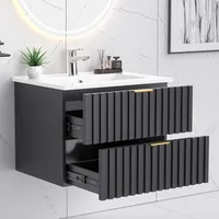 24 Inch Floating Bathroom Vanity with Sink Combination, Modern Wall Mounted Bathroom Cabinet with Ceramic Integrated Sink 1