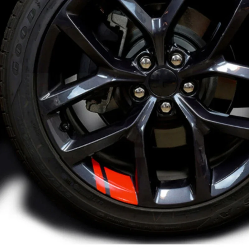6Pcs Reflective Car Wheel Rim Vinyl Stickers Hash Mark Stripe Racing Wheel Hub Decals for Dodge Chrysler Jeep Size 18"-21"