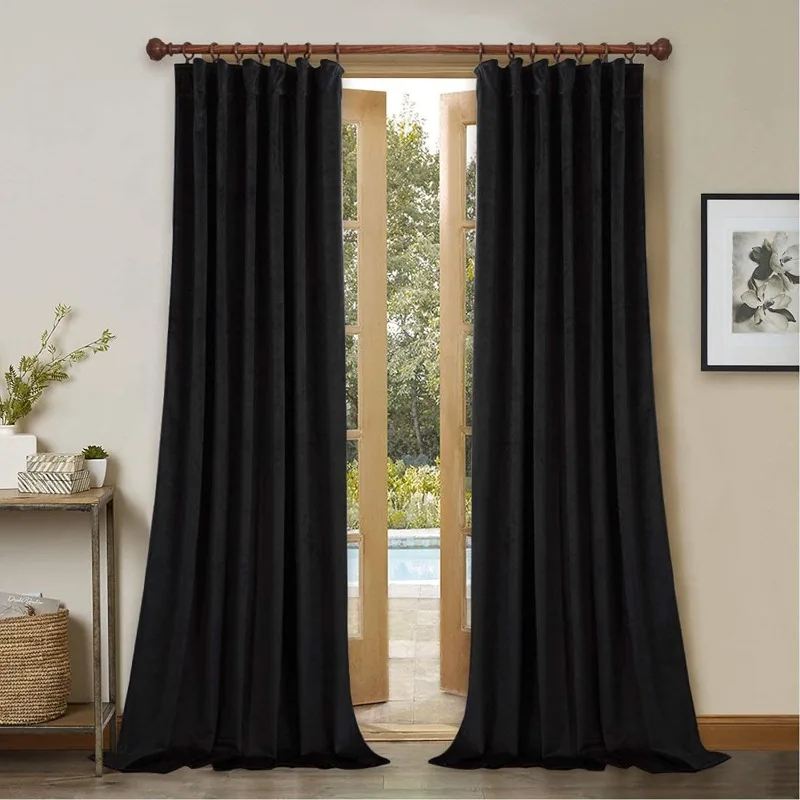 

Beige Blush Curtains Velvet - Home Decoration Back Tab Design Light Blocking Window Curtains, Sound Lower Privacy Drapes