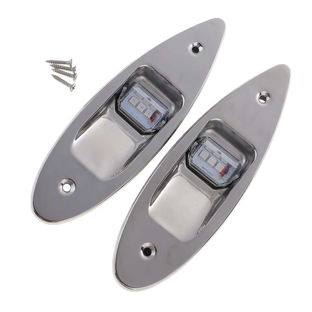 

2PCS Stainless Green LED Side Navigation Lights for Marine Boats