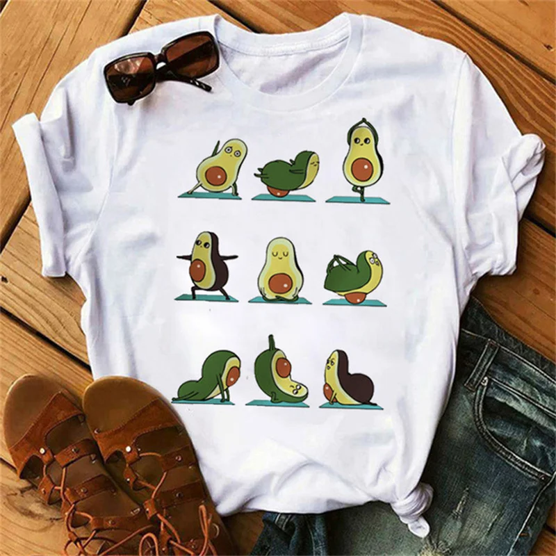 

Basic Woman T-Shirt Short Sleeve Fruit Printing Casual Woman O-Neck Slim Tops Letter Printing Loose Mujer Camisetas TShirts