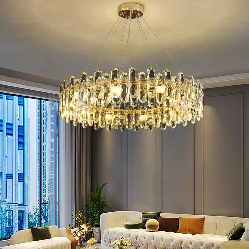 

Modern Crystal Home Lamp Living Room Creative Design Chandelier Led Bedroom Indoor Lighting Gold Round Cristal Hanging Lustre
