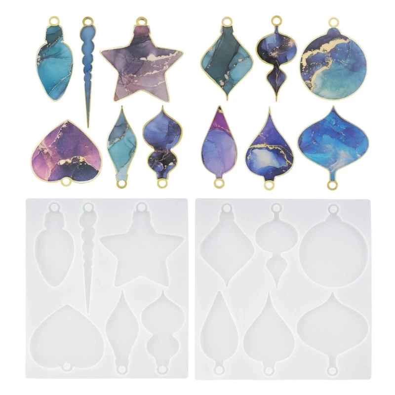 

2x/set Christmas Round Heart Charm Resin Molds Mini Light Shape Pendant Molds