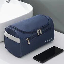 Compact Hanging Toiletry Bag Organizer & Travel Dopp Kit with Hook - 25x14.5x15cm (Navy)