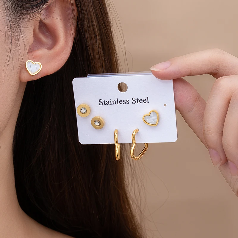 ANENJERY 316L Edelstahl Schmetterling Herz Blume Zirkon Ohrringe Für Frauen Einfache Mode Neue Trend Schmuck Geschenke Großhandel – Detail 23