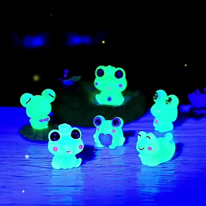 EKisemio 140pcs Glow In The Dark Mini Resin Frogs - 7 Colors Small Frog Figurines For Dollhouse Fairy Garden - View #5