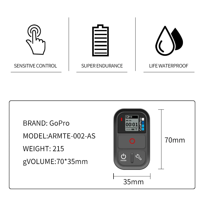 GoPro Wireless Remote Control Upgraded version For MAX hero8 hero7 hero6 hero5 hero4 3 accessories wireless controller ARMTE-002 wireless remote control