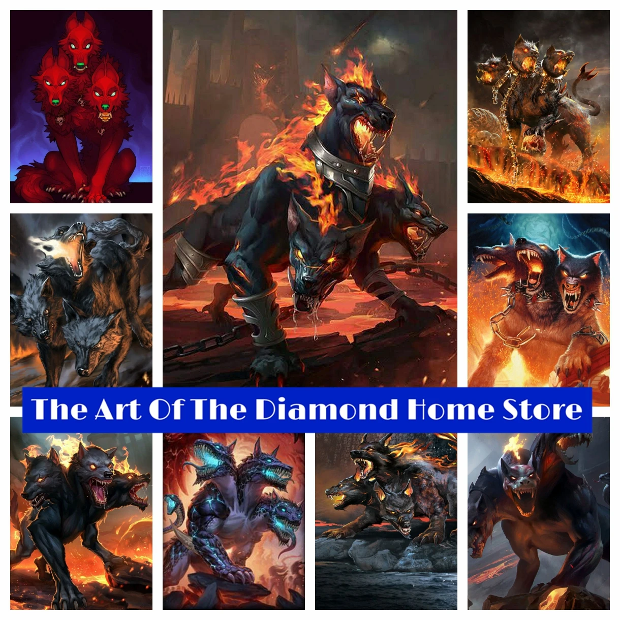 

The Keeper of Hell Cerberus DIY 5D AB Drill Diamond Painting Fantasy Hobby Furniture Mosaic Cross Stitch Embroidery Home Decor