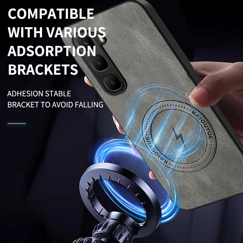 Magnetic Napa-Textured Silicone Leather Shockproof Bumper Case with MagSafe Compatibility