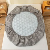 Bedding Quilted Mattress Pad Soy Fiber Fitted Sheet with Elastic Band Thicken Mattress Topper Washable Bed Mat Protector Cover 2