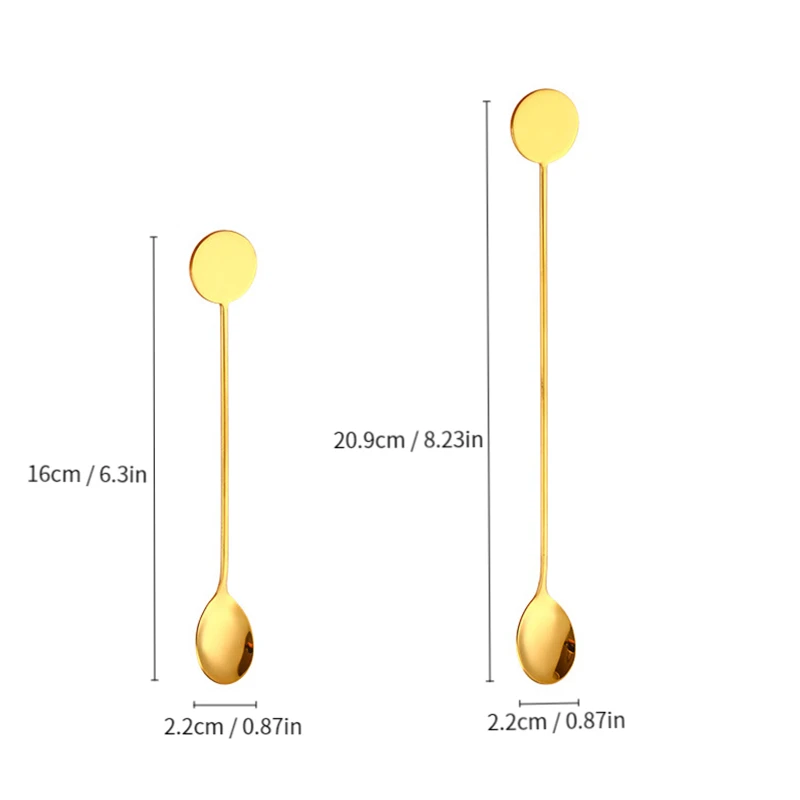 16/21cm Long Handle Stir Bar Spoon Stainless Steel Mixing Ounces Cocktail Spoons Coffee Scoop for Dessert Bartender Accessories