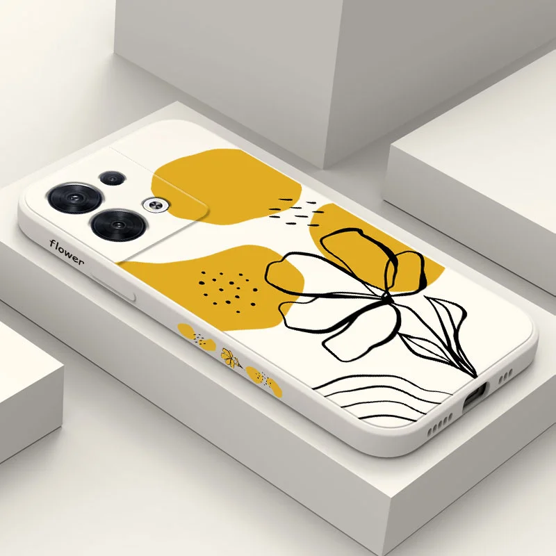 Custodia Per Telefono Orange Blossom Per Oppo Reno 8 8T 8Z 7 7Z 6 5 Pro 4G 5G F19 F9 Pro Cover In Silicone Liquido