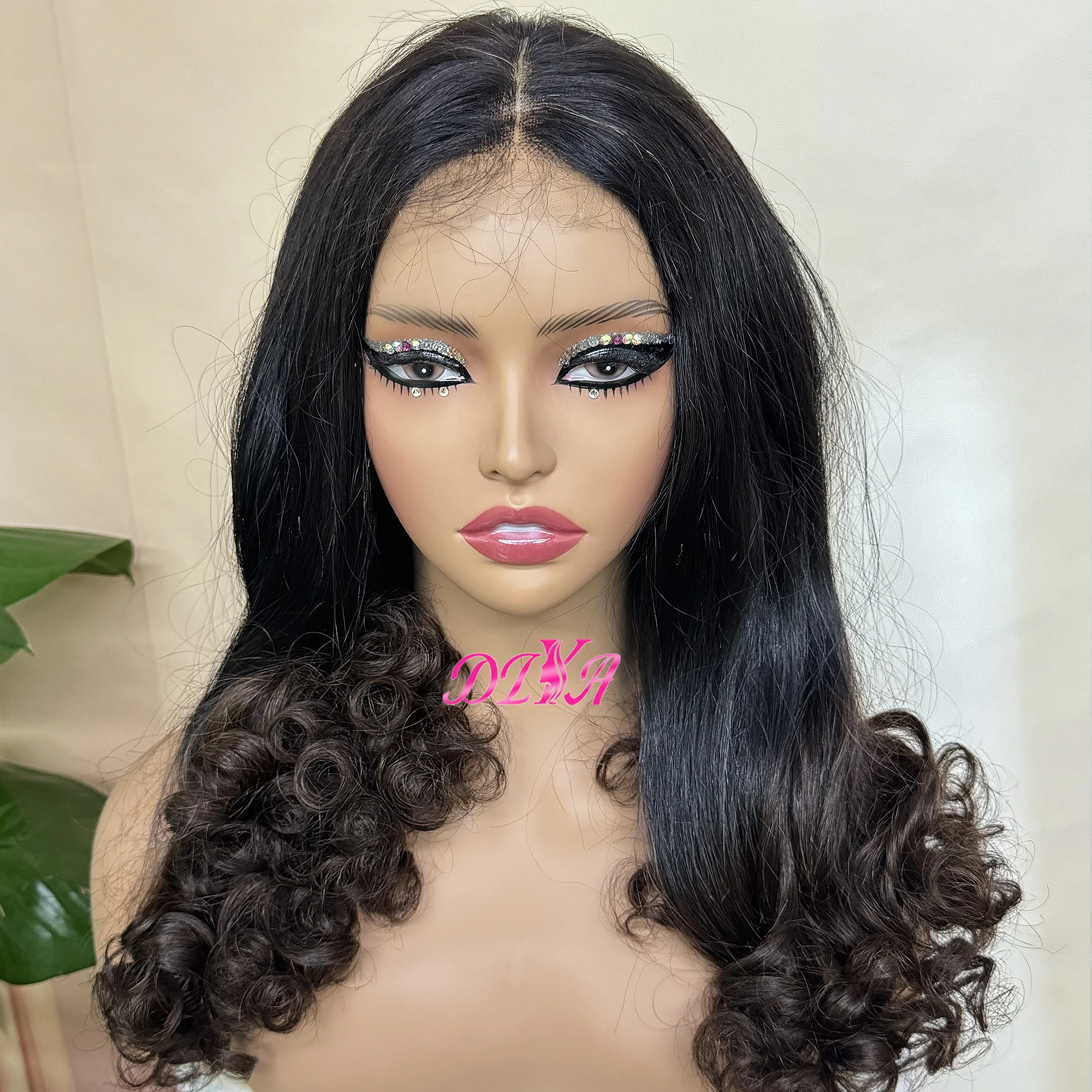 2x6 HD Lace Closure Human Hair Wig with Curly Ends Virgin Hair Raw Vietnamese Human Hair Wigs Bouncy Wavy Hair Wigs for Women 4