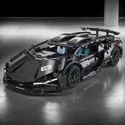 Advanced Racing Sports Car Building Block Set - 1280+ Piece DIY Supercar Puzzle (Black sports car)