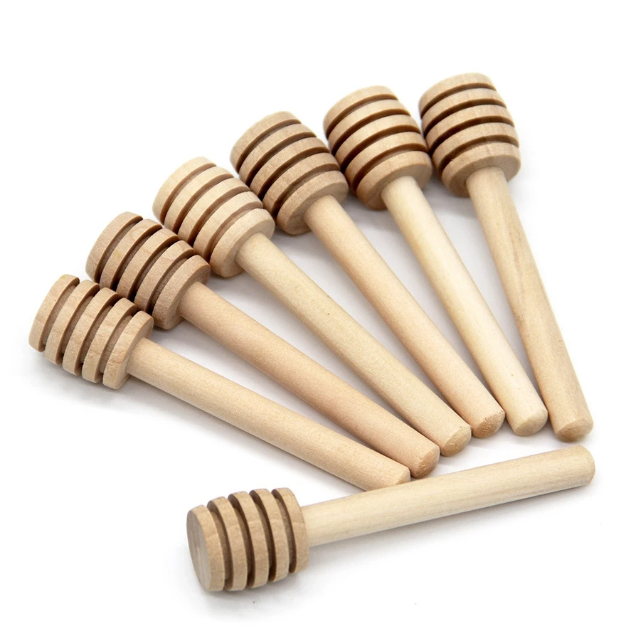 10/30/50Pcs High Quality Honey Stir Bar Mixing Handle Jar Spoon Natural Wooden Honey Wooden Stick Spoons Kitchen Tools