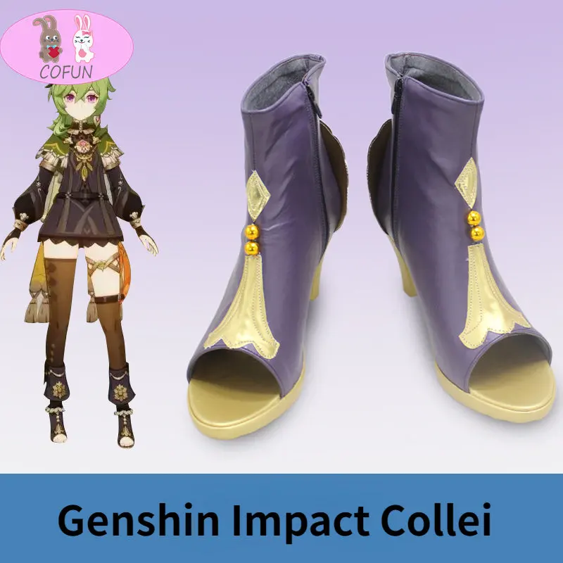 

COFUN Genshin Impact Collei Cosplay Shoes Boots for Costume Outfits Dress-up Genshin Cosplay Game High Heel Women Men