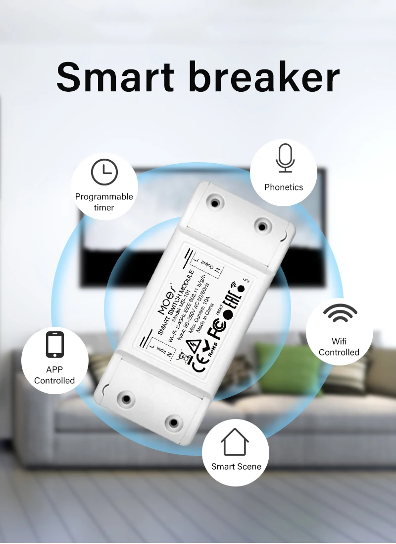 Tuya /WiFi 스마트 스위치, 스마트 라이프 앱 리모컨, 스마트 홈 타이밍 차단기, 알렉사 홈 음성 제어, 10A
