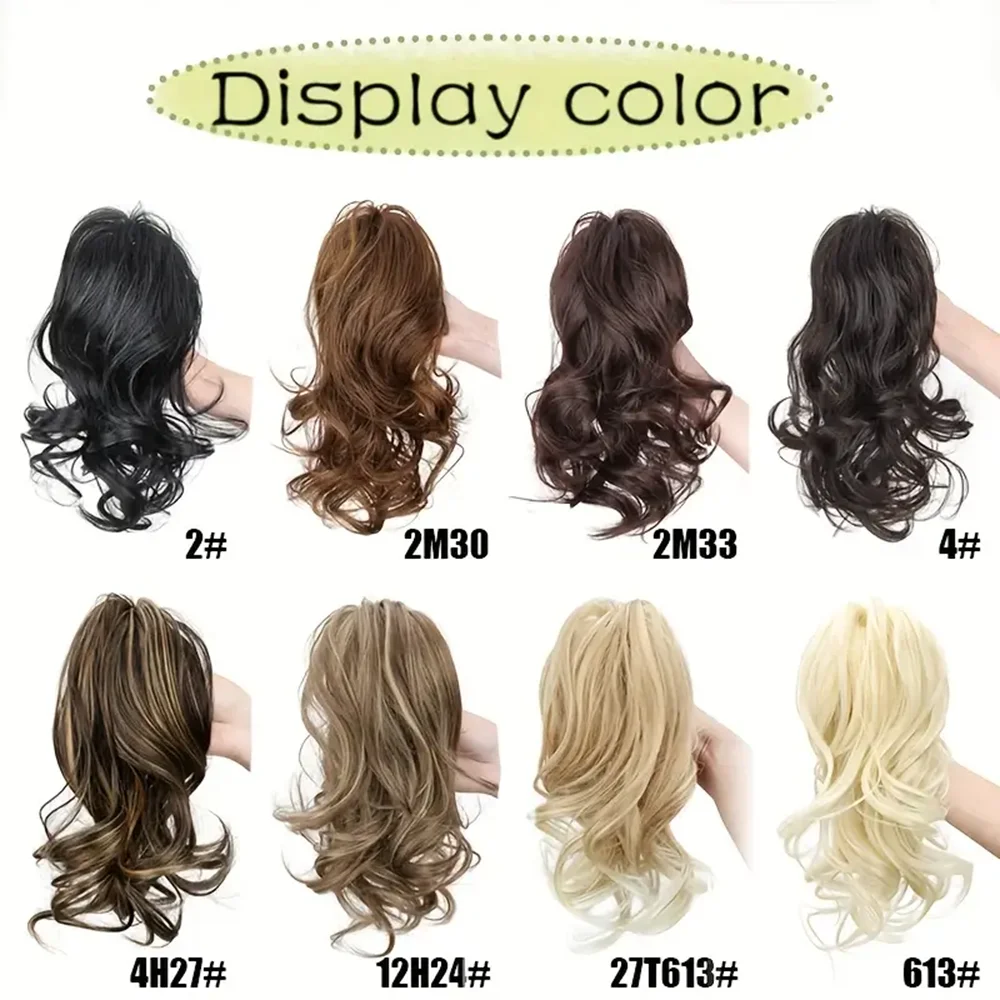 12inch Synthetic Claw Clip Ponytail Hair Extensions Short Curly Natural Tail False Hair Multi-Color Options for Weddings Parties