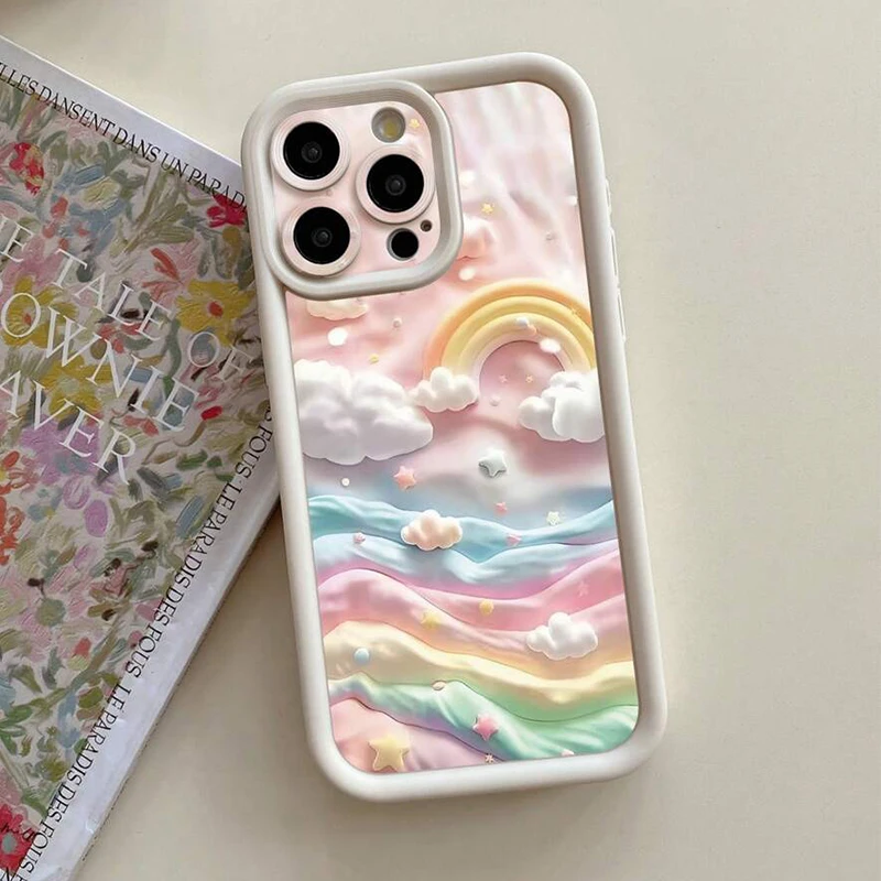 Cloudy Rainbow Design Silicone Phone Case Cover