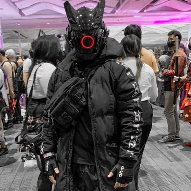 まちゃ出品 spectators スペクテイターズ Maska LED cyberpunkowa maska Cosplay dla mężczyzn kobiet