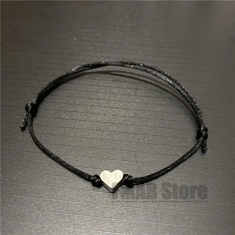 Handmade Stainless Steel Love Heart Star Charm Bracelet Lucky Thin Red Rope Thread String Bracelets Stone Couple Jewelry