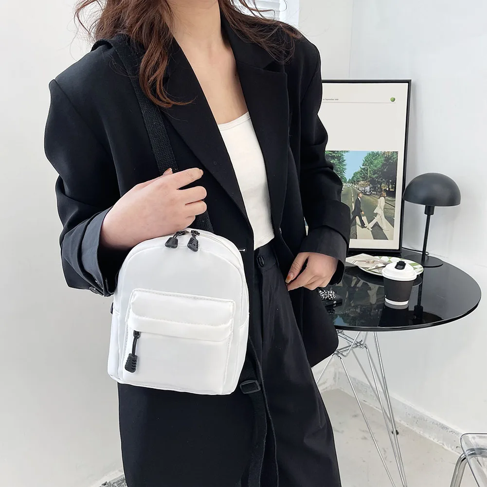 Casual Nylon Women Mini Backpack Solid Color Small School Bags for Students Shoulder Handbags Female Traveling Top-hondle Bags