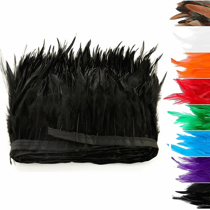 1 Meter Natürliche Schwarze Federn Besatzband Nähen Kleidung Verzieren Fasanenfedern Party Hochzeit Plumas Handwerk DIY Dekoration 10-15cm – Detail 2