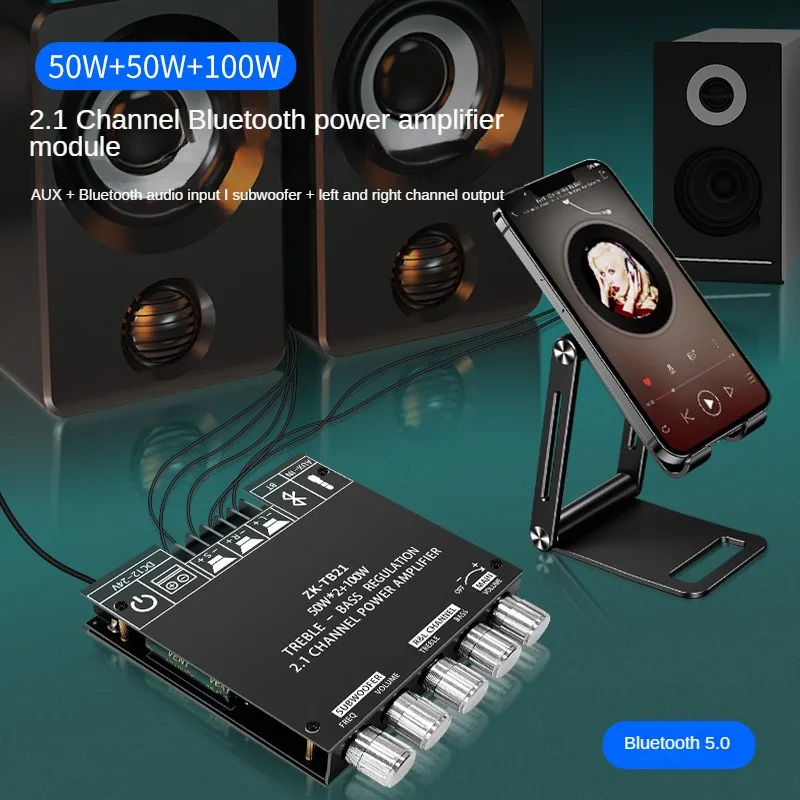 Sound Amplifier ZK-TB21 2.1 Channel Bluetooth Digital Power Amplifier Module