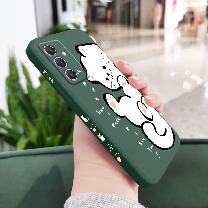 Charming English White Cat Phone Case - Minimalist Design