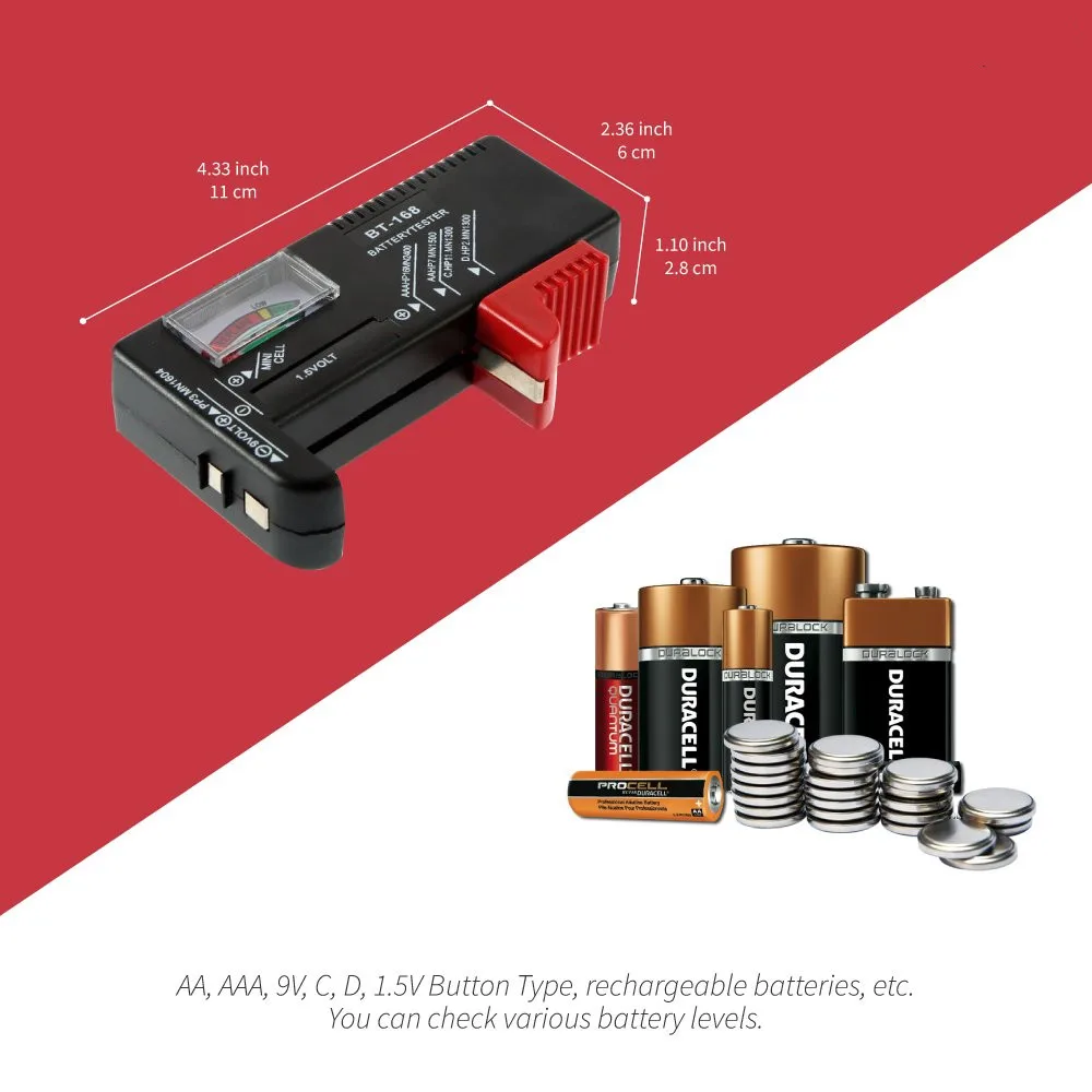BT-168 AA/AAA/C/D/9V/1.5V Baterai Tombol Universal Sel Baterai Kode Warna Meter Menunjukkan Volt Tester Checker Daya BT168 3