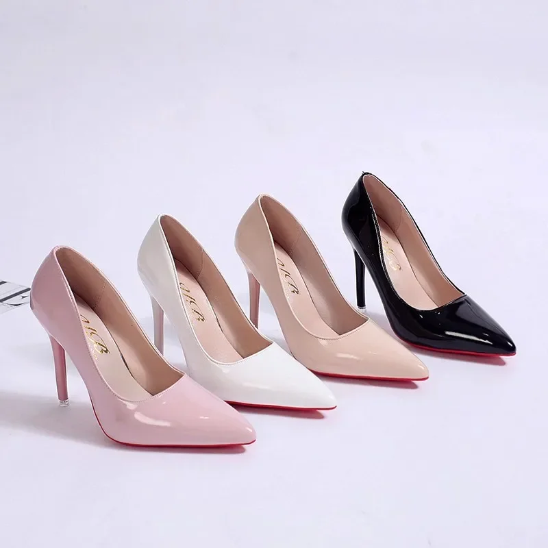 Nightclub High Heel Pointed Toe Stiletto Red Fashion Women\'s Shoes Shallow High Heels Red Bottom High Heels  Lolita Shoes