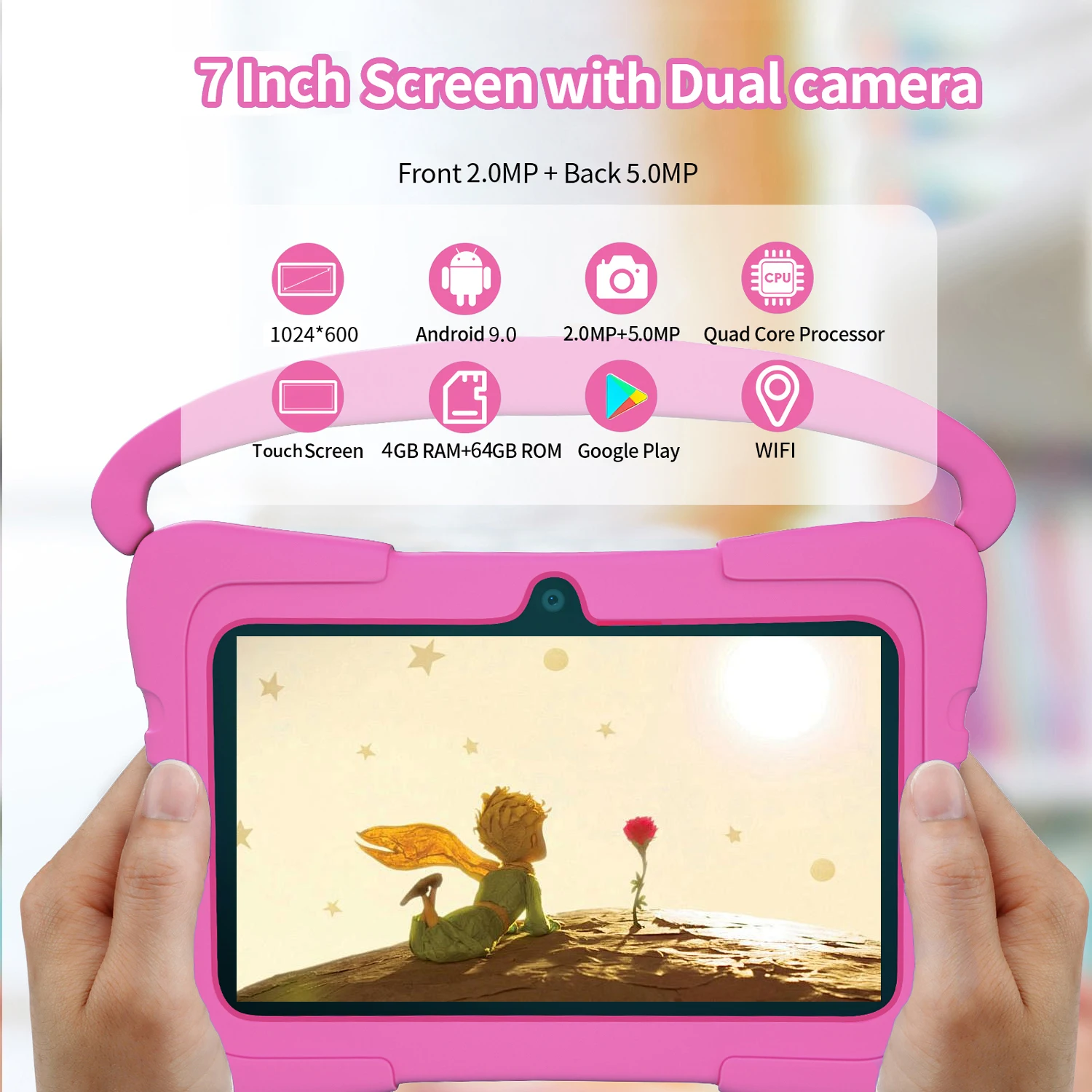 New Children's gaming Tablet 5G WiFi 7.0-inch GB RAM 64GB ROM Quad core children's gift supports Google Bluetooth 4000mAh 2