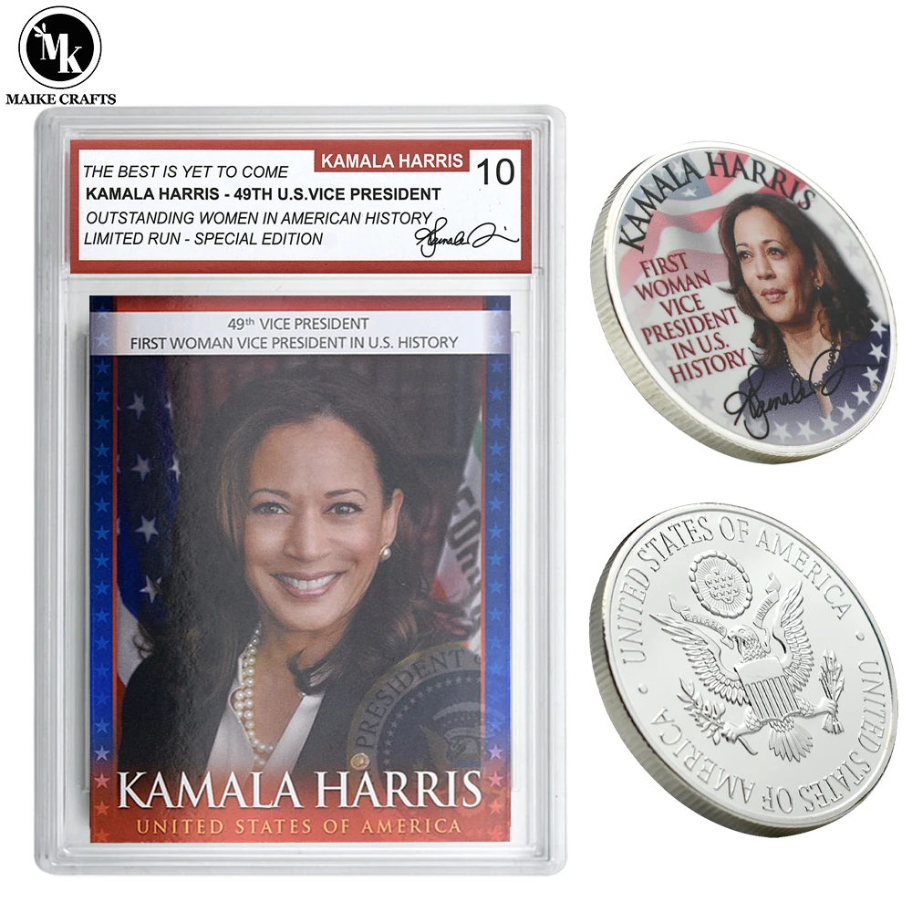 US President Kamala Devi Harris Rating Card Metal Commemorative Coin Medal Collection Supporters Fans Gift commemorative coin
