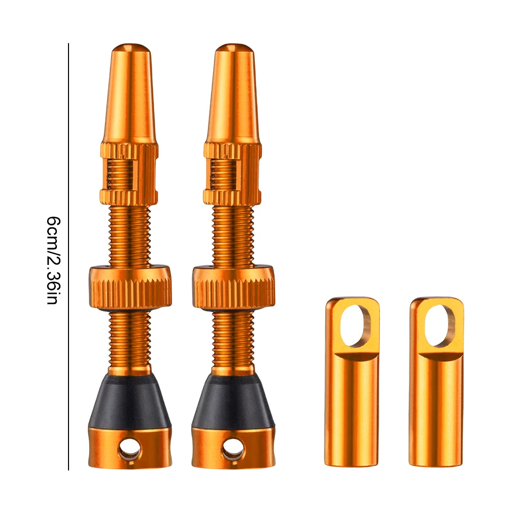 1쌍 초경량 그래블 MTB 자전거 튜브리스 밸브 CNC 알루미늄 40/44mm 로드 바이크 튜브리스 타이어 밸브 (캡 포함) 로드 바이크 밸브