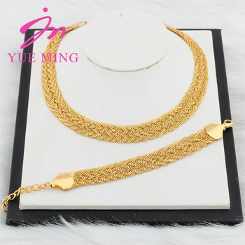 YM 10MM Woven Chain for Women Gold Plated Necklace and Bracelet 40CM Hollow Chain Dubai Africa Luxury Punk Jewellery Accessaries 1
