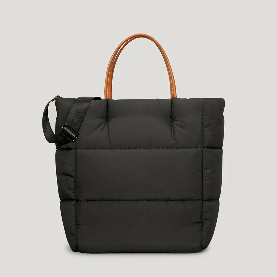 High-end Down Big Ladies Hand Bags Winter Contrast Color Retro Cloud Down Large Shoulder Bag Women Space Padded Jacket Totes