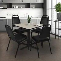 36" Square Wood Breakroom Table with T-Mold Edge Band and Metal X-Base 2