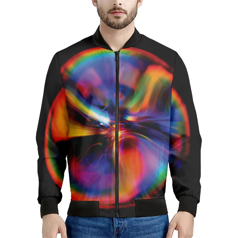 Chaqueta con cremallera y estampado 3D de burbujas psicodélicas para hombre, sudadera de calle con personalidad, chaquetas de gran tamaño para primavera y otoño, abrigos de manga larga