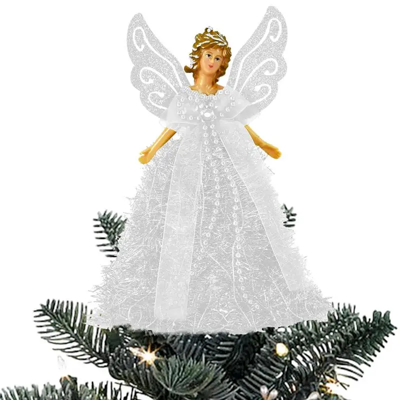 Treetop Princess Figurine With Wings Elegant 8in Christmas Tree Decor Party Favors For Home Ornament For Christmas Tree Topper