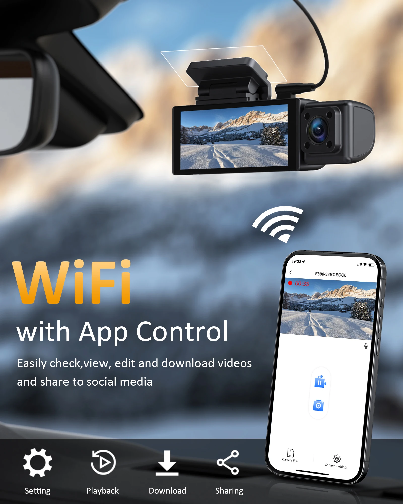 4K UHD WiFi Car Dash Cam with Night Vision and Parking Monitor